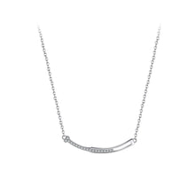 Load image into Gallery viewer, 925 Sterling Silver Fashion Simple Curved Geometric Necklace with Cubic Zirconia