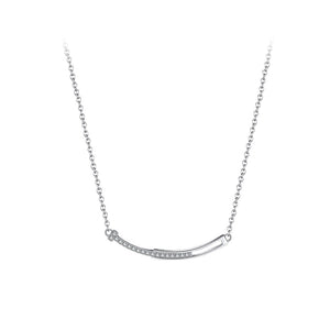 925 Sterling Silver Fashion Simple Curved Geometric Necklace with Cubic Zirconia