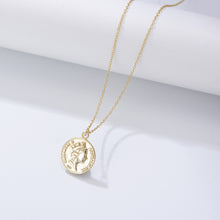 Load image into Gallery viewer, 925 Sterling Silver Plated Gold Fashion Elegant Queen Geometric Circle Pendant with Necklace