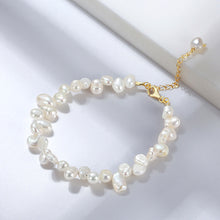 Load image into Gallery viewer, 925 Sterling Silver Plated Gold Fashion Elegant Irregular Freshwater Pearl Geometric Bracelet