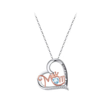 Load image into Gallery viewer, 925 Sterling Silver Fashion Simple Mom Heart Pendant with Blue Topaz and Necklace