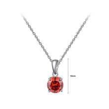 Load image into Gallery viewer, 925 Sterling Silver Simple Fashion January Birthstone Geometric Pendant with Red Cubic Zirconia and Necklace