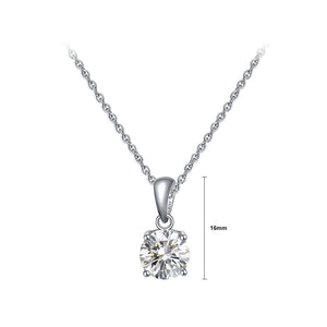 925 Sterling Silver Simple Fashion April Birthstone Geometric Pendant with White Cubic Zirconia and Necklace