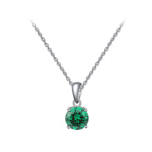 Load image into Gallery viewer, 925 Sterling Silver Simple Fashion May Birthstone Geometric Pendant with Green Cubic Zirconia and Necklace