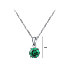 Load image into Gallery viewer, 925 Sterling Silver Simple Fashion May Birthstone Geometric Pendant with Green Cubic Zirconia and Necklace