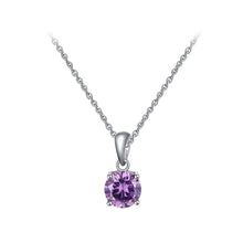 Load image into Gallery viewer, 925 Sterling Silver Simple Fashion June Birthstone Geometric Pendant with Light Purple Cubic Zirconia and Necklace
