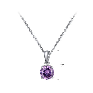 925 Sterling Silver Simple Fashion June Birthstone Geometric Pendant with Light Purple Cubic Zirconia and Necklace