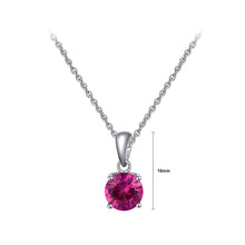 Load image into Gallery viewer, 925 Sterling Silver Simple Fashion July Birthstone Geometric Pendant with Rose Red Cubic Zirconia and Necklace