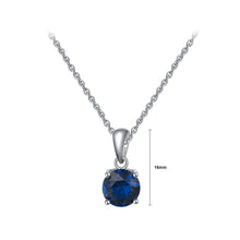 Load image into Gallery viewer, 925 Sterling Silver Simple Fashion September Birthstone Geometric Pendant Dark Blue Cubic Zirconia and Necklace