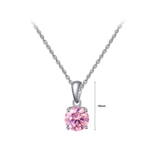 Load image into Gallery viewer, 925 Sterling Silver Simple Fashion October Birthstone Geometric Pendant Pink Cubic Zirconia and Necklace