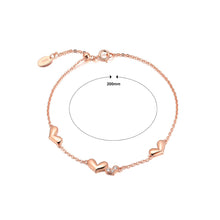 Load image into Gallery viewer, 925 Sterling Silver Plated Rose Gold Simple Fashion Double Heart Bracelet with Cubic Zirconia