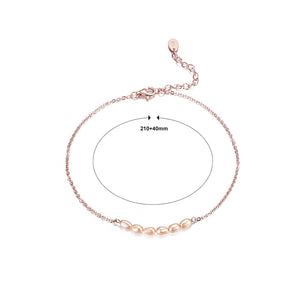 925 Sterling Silver Plated Rose Gold Simple Fashion Irregular Pink Freshwater Pearl Chain Anklet