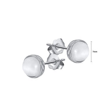 Load image into Gallery viewer, 925 Sterling Silver Simple Fashion Geometric Round Moonstone Stud Earrings