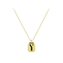 Load image into Gallery viewer, 925 Sterling Silver Plated Gold Simple Fashion Geometric Square Alphabet Y Pendant with Black Agent and Necklace