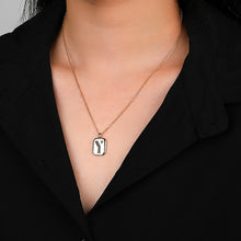 Load image into Gallery viewer, 925 Sterling Silver Plated Gold Simple Fashion Geometric Square Alphabet Y Pendant with Black Agent and Necklace