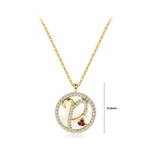 Load image into Gallery viewer, 925 Sterling Silver Plated Gold Fashion Alphabet P Geometric Round Mother-of-pearl Pendant with Cubic Zirconia and Necklace