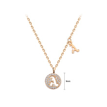 Load image into Gallery viewer, 925 Sterling Silver Plated Champagne Gold Fashion Simple Hollow Alphabet A Geometric Round Pendant with Cubic Zirconia and Necklace