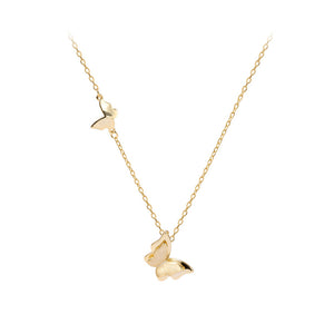 925 Sterling Silver Plated Gold Simple Elegant Butterfly Pendant with Necklace