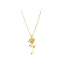 Load image into Gallery viewer, 925 Sterling Silver Plated Gold Fashion Elegant Rose Pendant with Necklace