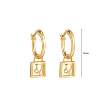 Load image into Gallery viewer, 925 Sterling Silver Plated Gold Fashion Simple Twelve Constellation Leo Hollow Geometric Earrings