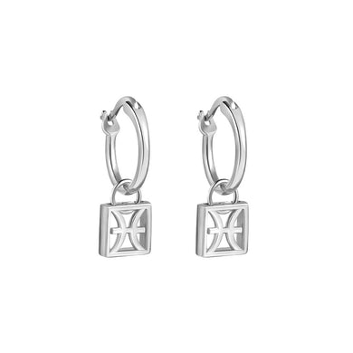 925 Sterling Silver Fashion Simple Twelve Constellation Pisces Hollow Geometric Earrings