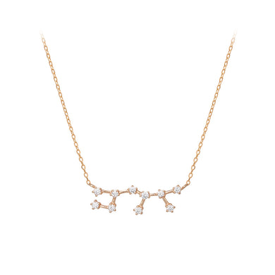 925 Sterling Silver Plated Champagne Gold Fashion Simple Twelve Constellation Sagittarius Pendant with Cubic Zirconia and Necklace
