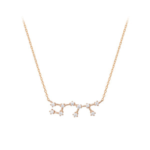 925 Sterling Silver Plated Champagne Gold Fashion Simple Twelve Constellation Sagittarius Pendant with Cubic Zirconia and Necklace