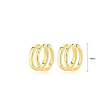 Load image into Gallery viewer, 925 Sterling Silver Plated Gold Simple Personality Geometric Double Layer Ear Clips