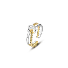 Load image into Gallery viewer, 925 Sterling Silver Simple Temperament Gold Two Tone Cross Geometric Adjustable Open Ring