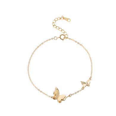 925 Sterling Silver Plated Gold Fashion Elegant Butterfly Bracelet