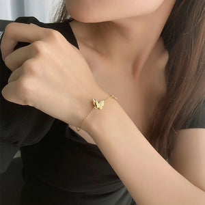 925 Sterling Silver Plated Gold Fashion Elegant Butterfly Bracelet