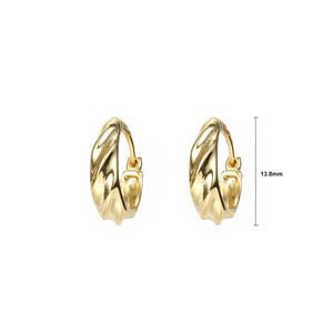 925 Sterling Silver Plated Gold Simple Personality Geometric Twist Circle Stud Earrings