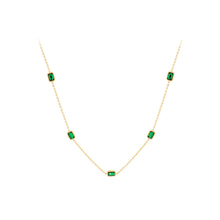 Load image into Gallery viewer, Fashion Simple Plated Gold 316L Stainless Steel Geometric Square Necklace with Green Cubic Zirconia