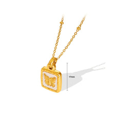Load image into Gallery viewer, Fashion Elegant Plated Gold 316L Stainless Steel Butterfly Geometric Square Pendant with Necklace