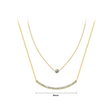Load image into Gallery viewer, Simple and Creative Plated Gold Smiley Curved Geometric 316L Stainless Steel Double Layer Necklace with Cubic Zirconia