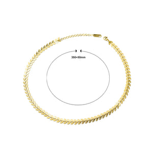 Fashion Elegant Plated Gold 316L Stainless Steel Leaf Short Necklace