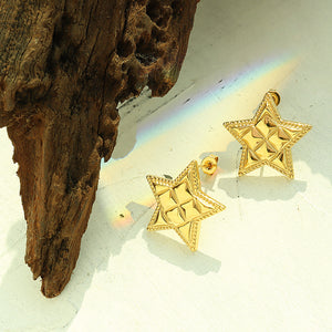 Simple Temperament Plated Gold 316L Stainless Steel Pattern Star Stud Earrings