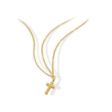 Fashion Simple Plated Gold 316L Stainless Steel Cross Pendant with Necklace