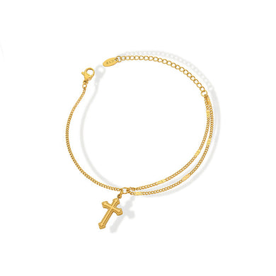 Fashion Simple Plated Gold 316L Stainless Steel Cross Bracelet