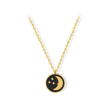 Load image into Gallery viewer, Fashion Simple Plated Gold 316L Stainless Steel Moon Star Round Pendant with Necklace