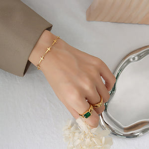 Simple Fashion Plated Gold 316L Stainless Steel Cross Bracelet
