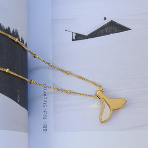 Fashion Simple Plated Gold 316L Stainless Steel Mermaid Tail Pendant with Necklace