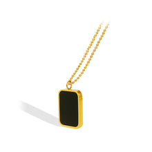 Load image into Gallery viewer, Simple Fashion Plated Gold 316L Stainless Steel Geometric Square Black Shell Pendant with Necklace