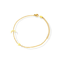 Load image into Gallery viewer, Simple Fashion Plated Gold 316L Stainless Steel Moon Star Bracelet