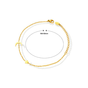 Simple Fashion Plated Gold 316L Stainless Steel Moon Star Bracelet