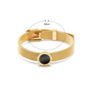 Fashion Personality Plated Gold 316L Stainless Steel Roman Numeral Geometric Round Strap Bracelet
