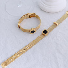 Load image into Gallery viewer, Fashion Personality Plated Gold 316L Stainless Steel Roman Numeral Geometric Round Strap Bracelet