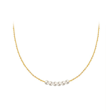 Simple Fashion Plated Gold 316L Stainless Steel Geometric Imitation Pearl Pendant with Necklace