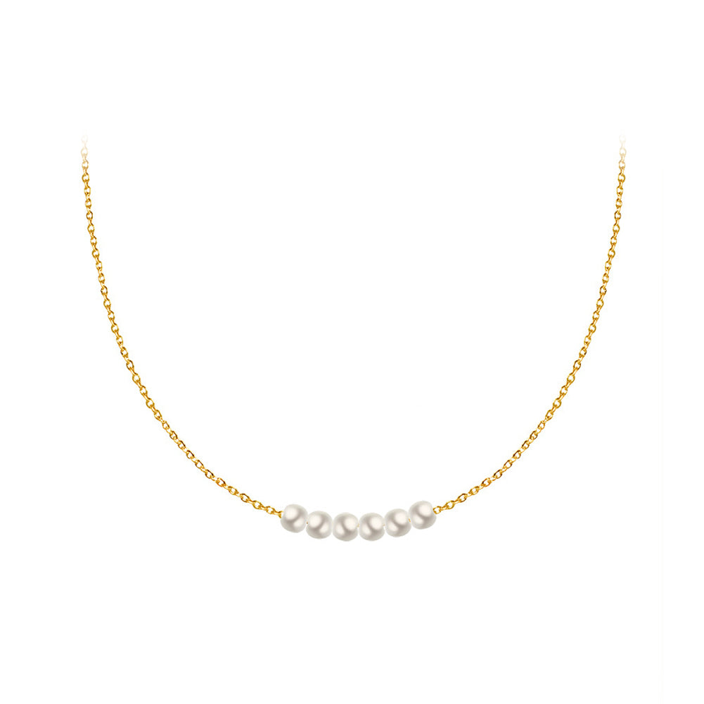Simple Fashion Plated Gold 316L Stainless Steel Geometric Imitation Pearl Pendant with Necklace