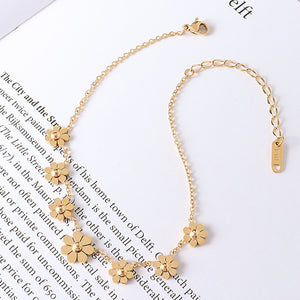 Fashion Elegant Plated Gold 316L Stainless Steel Daisy Anklet